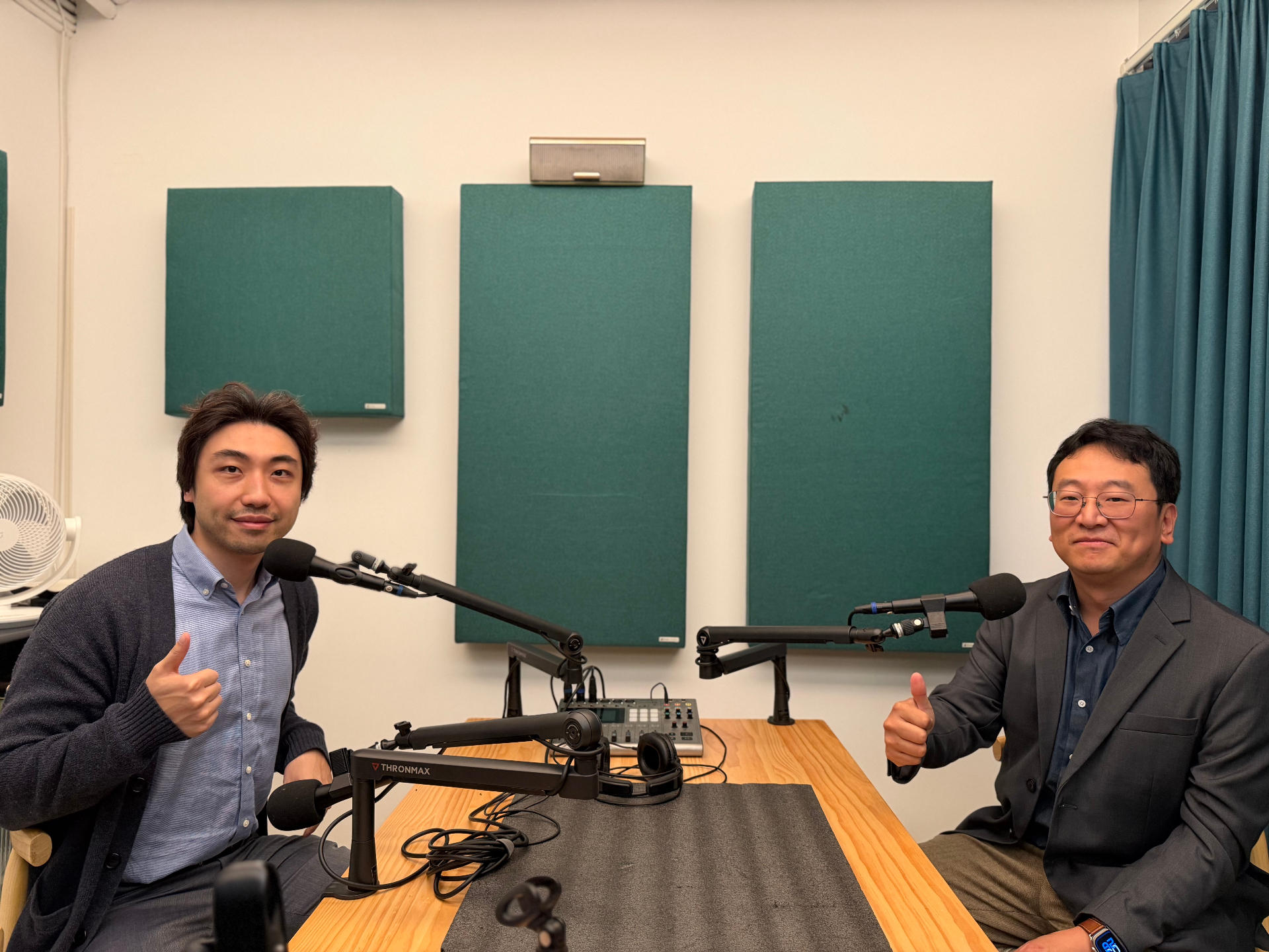 Phil Chang recording Zheng Wen San Tai in the studio with a guest